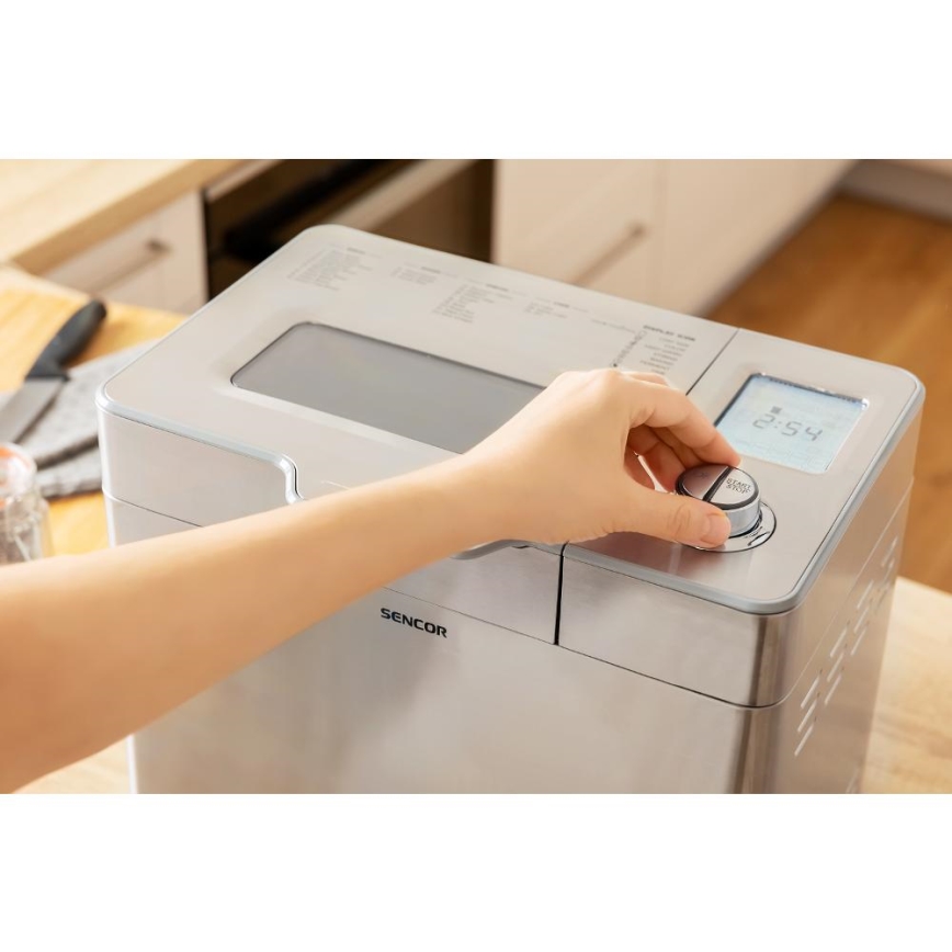 Sencor - Huishoudelijke broodbakmachine 550W/230V mat chroom