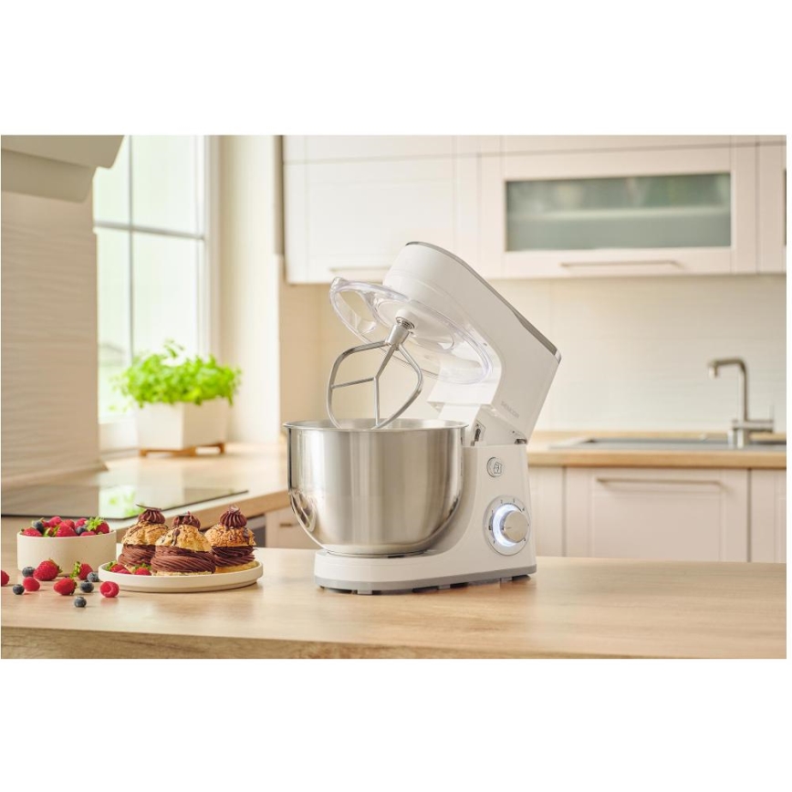 Sencor - Keukenrobot met roestvrijstalen kom 1300W/230V wit
