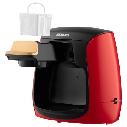 Sencor - Koffiezetapparaat met twee mokken 500W/230V rood/zwart