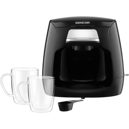 Sencor - Koffiezetapparaat met twee mokken 500W/230V zwart