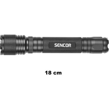 Sencor - LED aluminium zaklamp LED/5W/6xAAA IP44 zwart