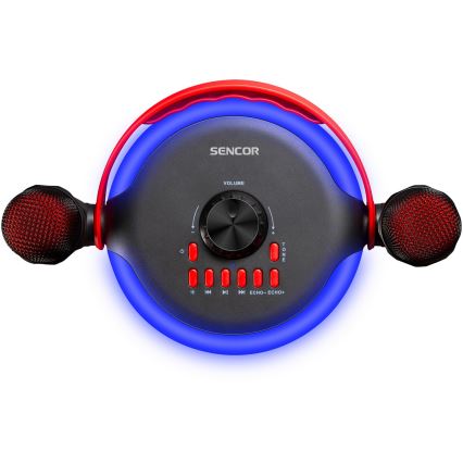 Sencor - LED Luidspreker met draadloze microfoons 4000 mAh + 2x 1200 mAh