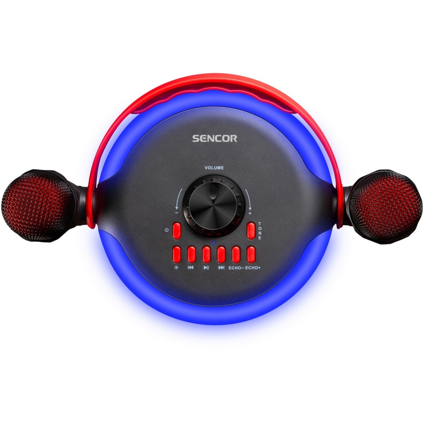 Sencor - LED Luidspreker met draadloze microfoons 4000 mAh + 2x 1200 mAh
