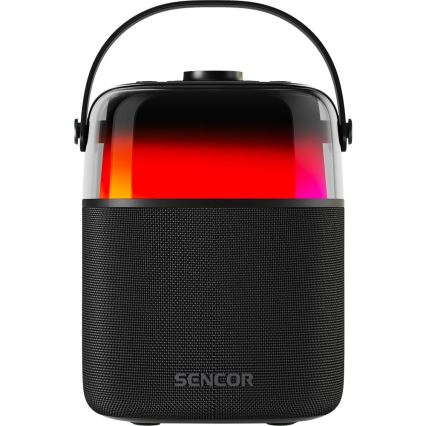 Sencor - LED RGB-luidspreker met draadloze microfoons 35W 8000 mAh + 2x 1800 mAh IPX5 zwart