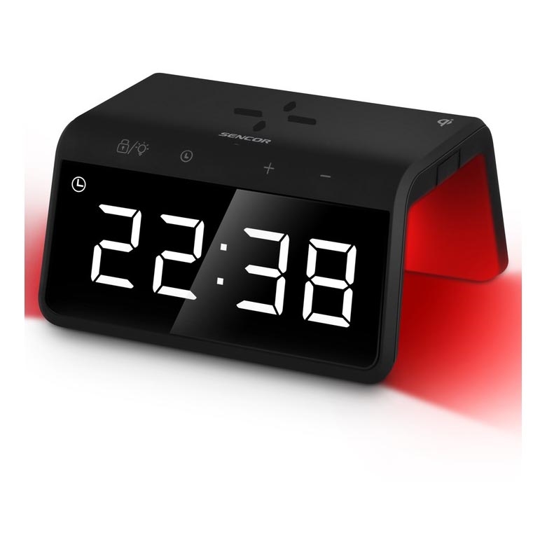 Sencor - LED RGB Wekker met draadloos opladen 10W/1xCR2032
