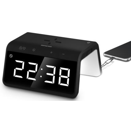 Sencor - LED RGB Wekker met draadloos opladen 10W/1xCR2032