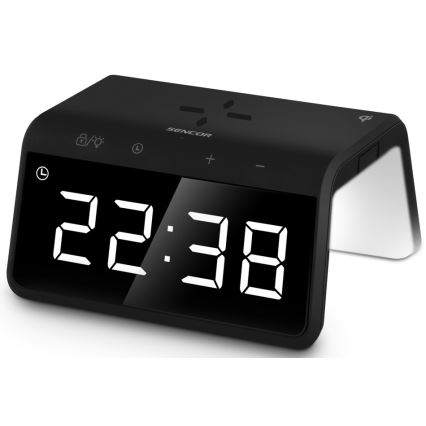 Sencor - LED RGB Wekker met draadloos opladen 10W/1xCR2032