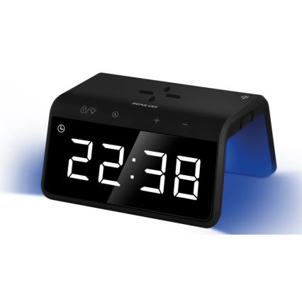 Sencor - LED RGB Wekker met draadloos opladen 10W/1xCR2032