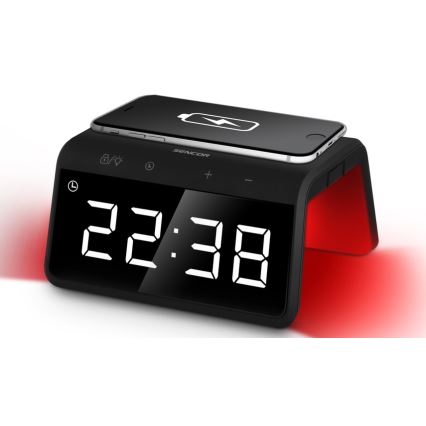 Sencor - LED RGB Wekker met draadloos opladen 10W/1xCR2032