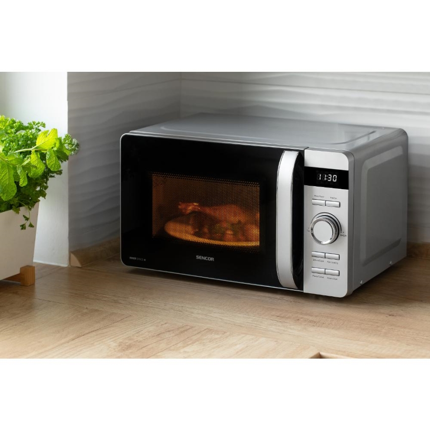 Sencor - Magnetron 800 W/230 V, 17 l, zilverkleurig