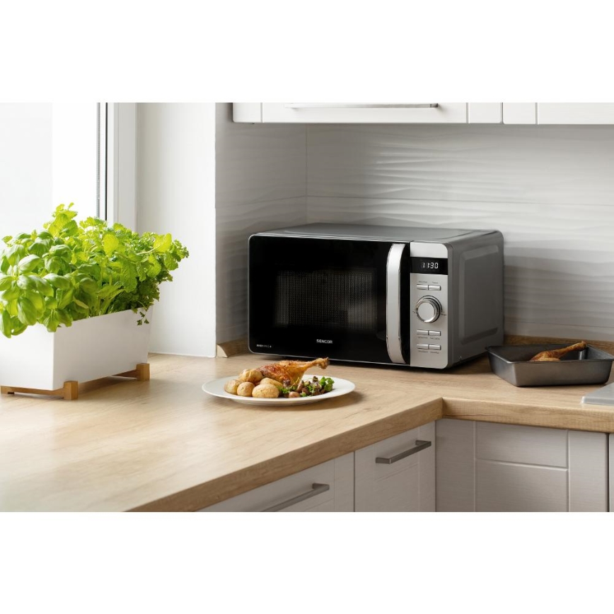 Sencor - Magnetron 800 W/230 V, 17 l, zilverkleurig