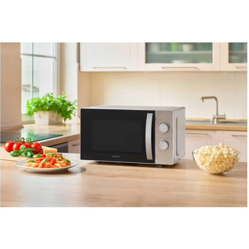 Sencor - Magnetron met grillfunctie 700W/1000W/230V 20 l mat chroom