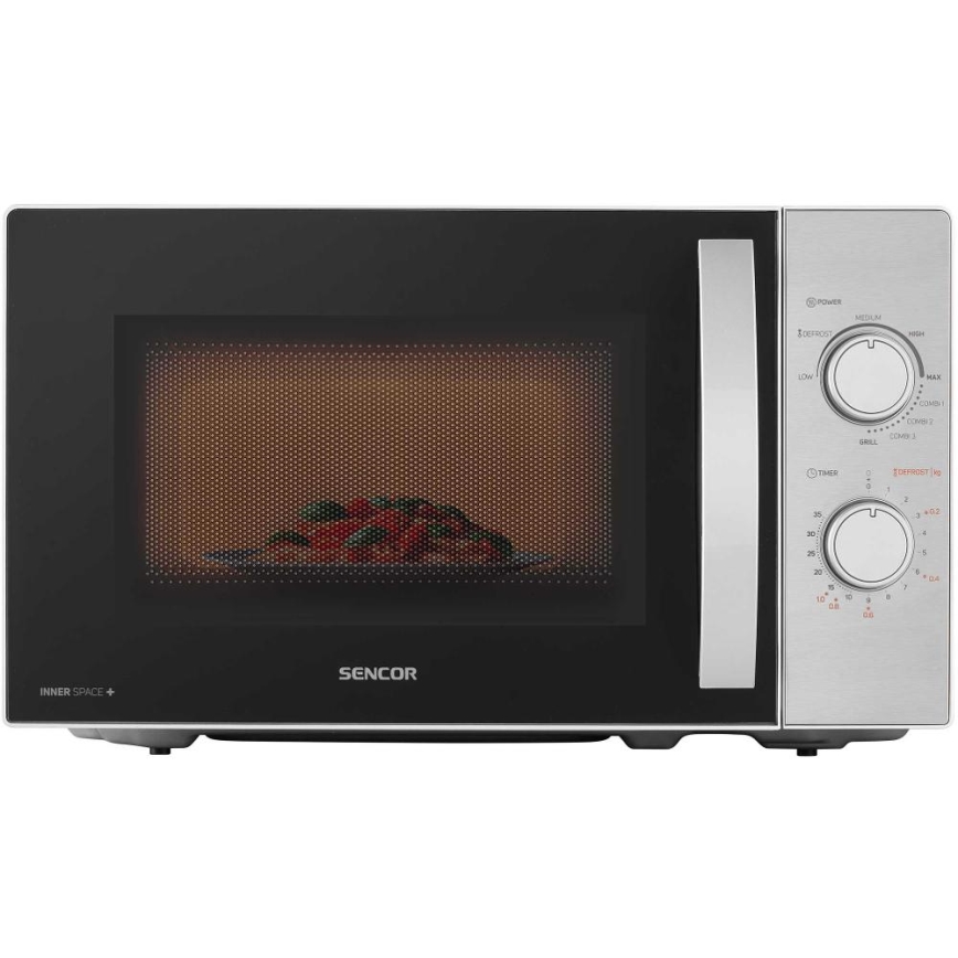 Sencor - Magnetron met grillfunctie 700W/1000W/230V 20 l mat chroom