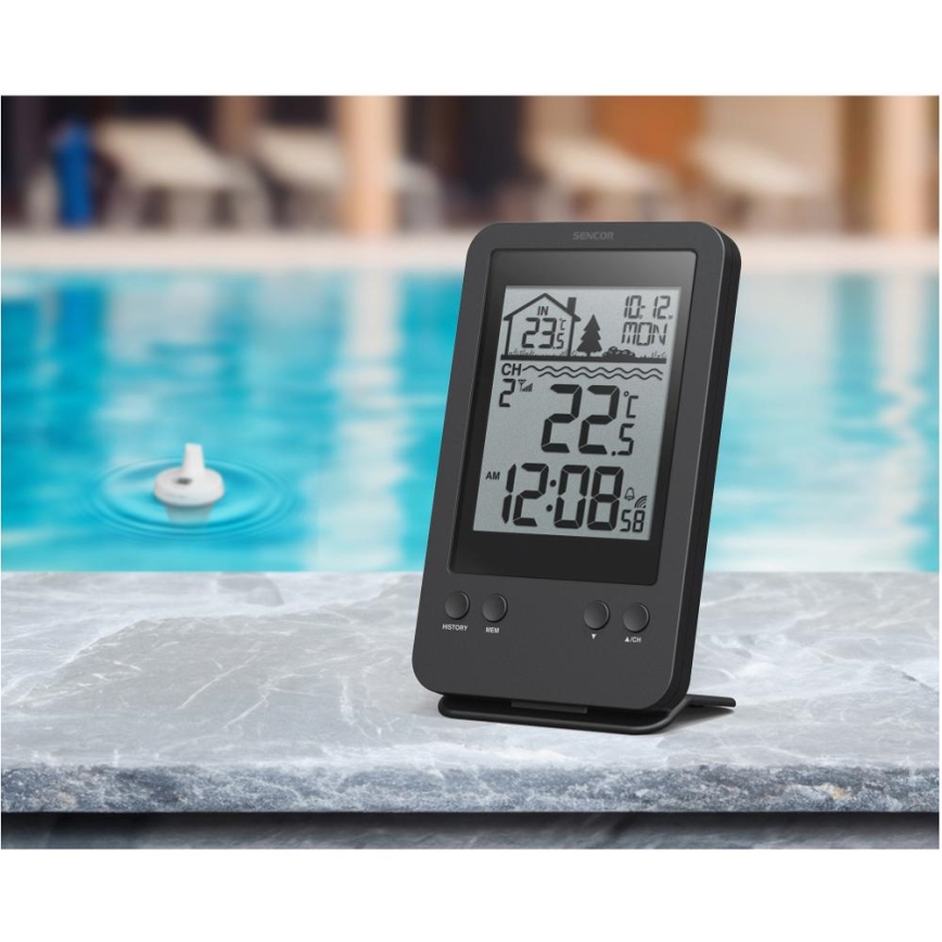 Sencor - Meetstation met draadloze drijfsensor voor zwembad 2xAA + 2xAA IPX7