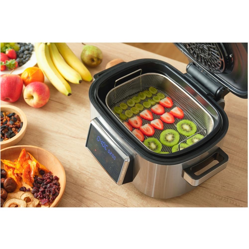 Sencor - Multifunctionele heteluchtfriteuse en grill 1660W/230V 6 l mat chroom/zwart