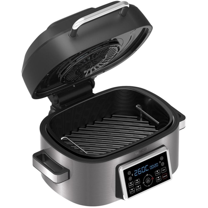 Sencor - Multifunctionele heteluchtfriteuse en grill 1660W/230V 6 l mat chroom/zwart