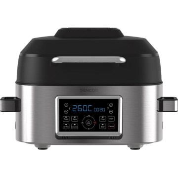 Sencor - Multifunctionele heteluchtfriteuse en grill 1660W/230V 6 l mat chroom/zwart