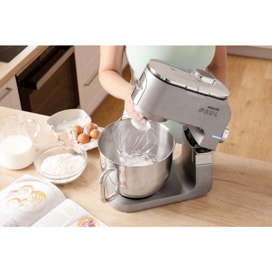 Sencor - Multifunctionele keukenrobot met roestvrijstalen kom 1500W/230V mat chroom