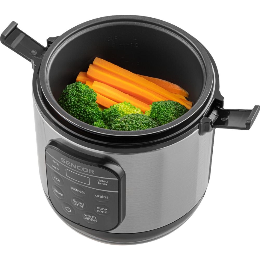 Sencor - Multifunctionele rijstkoker 350 W/230 V 0,6 l RVS/zwart