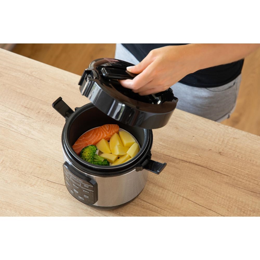 Sencor - Multifunctionele rijstkoker 350W/230V 0,6 l roestvrij staal/zwart