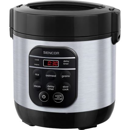 Sencor - Multifunctionele rijstkoker 350W/230V 0,6 l roestvrij staal/zwart