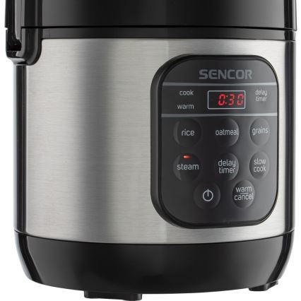 Sencor - Multifunctionele rijstkoker 350W/230V 0,6 l roestvrij staal/zwart