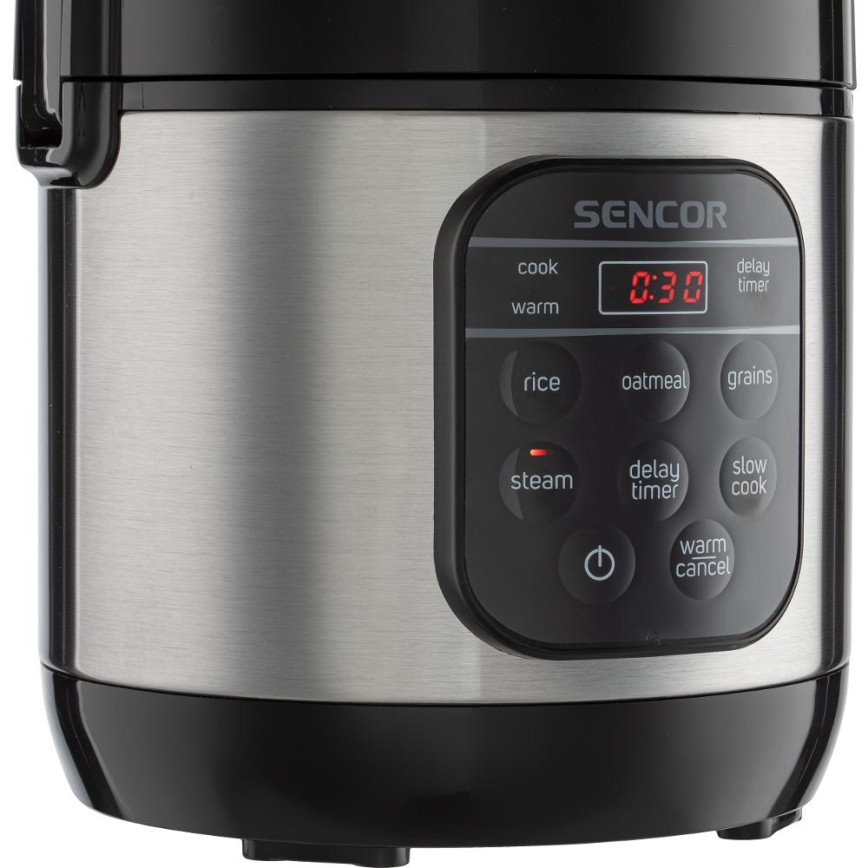 Sencor - Multifunctionele rijstkoker 350W/230V 0,6 l roestvrij staal/zwart