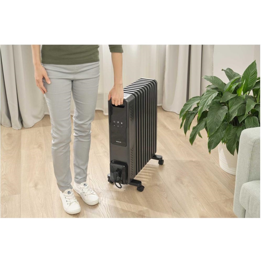 Sencor - Oliegevulde radiator met 11 ribben 1000/1200/2400W/230V Wi-Fi zwart