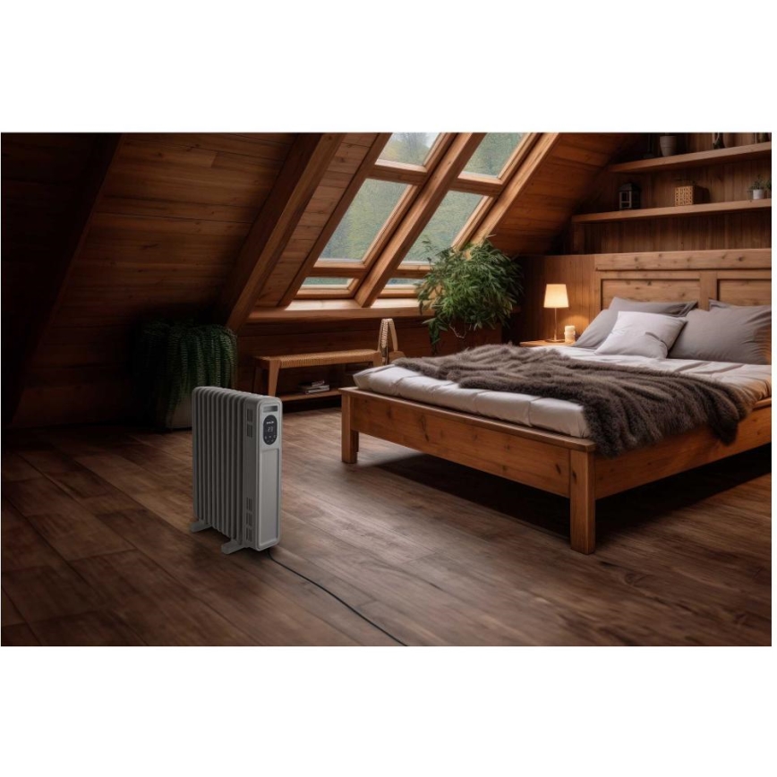 Sencor - Oliegevulde radiator met 11 ribben, 1000/2300W/230V, wit, met afstandsbediening