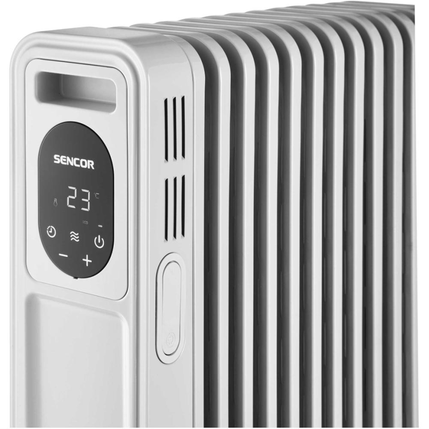 Sencor - Oliegevulde radiator met 11 ribben, 1000/2300W/230V, wit, met afstandsbediening