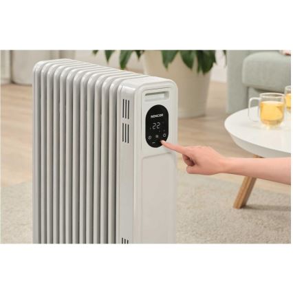 Sencor - Oliegevulde radiator met 13 ribben 1000/2500W/230V wit + afstandsbediening
