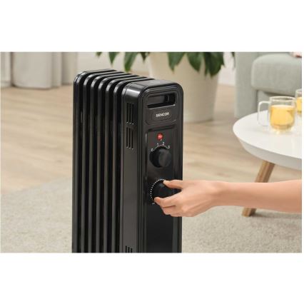 Sencor - Oliegevulde radiator met 7 ribben, 600/900/1500 W, 230 V, zwart