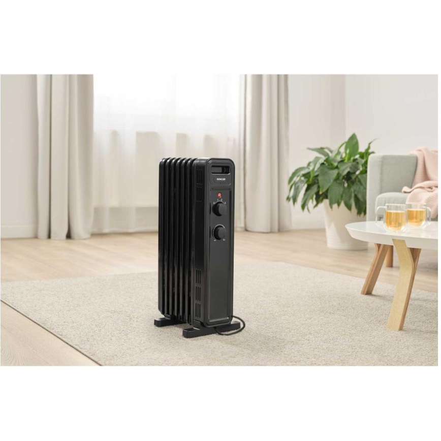 Sencor - Oliegevulde radiator met 7 ribben, 600/900/1500 W, 230 V, zwart