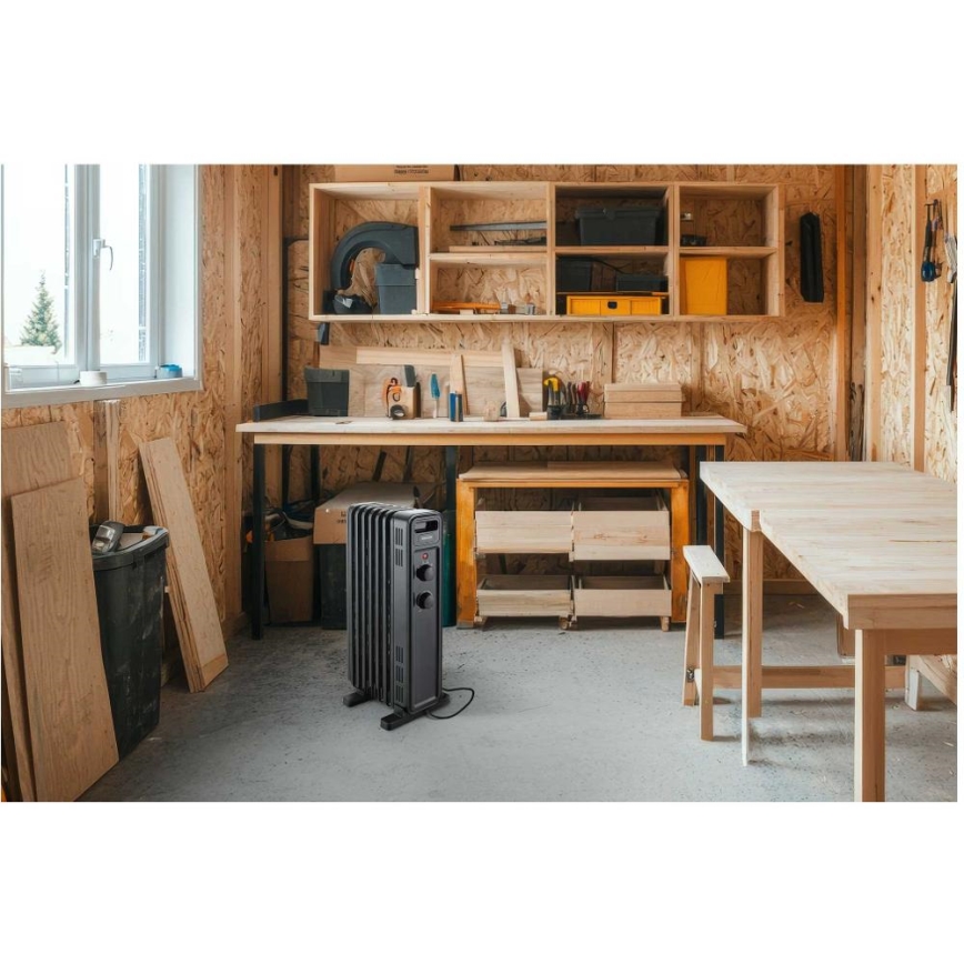 Sencor - Oliegevulde radiator met 7 ribben, 600/900/1500 W, 230 V, zwart