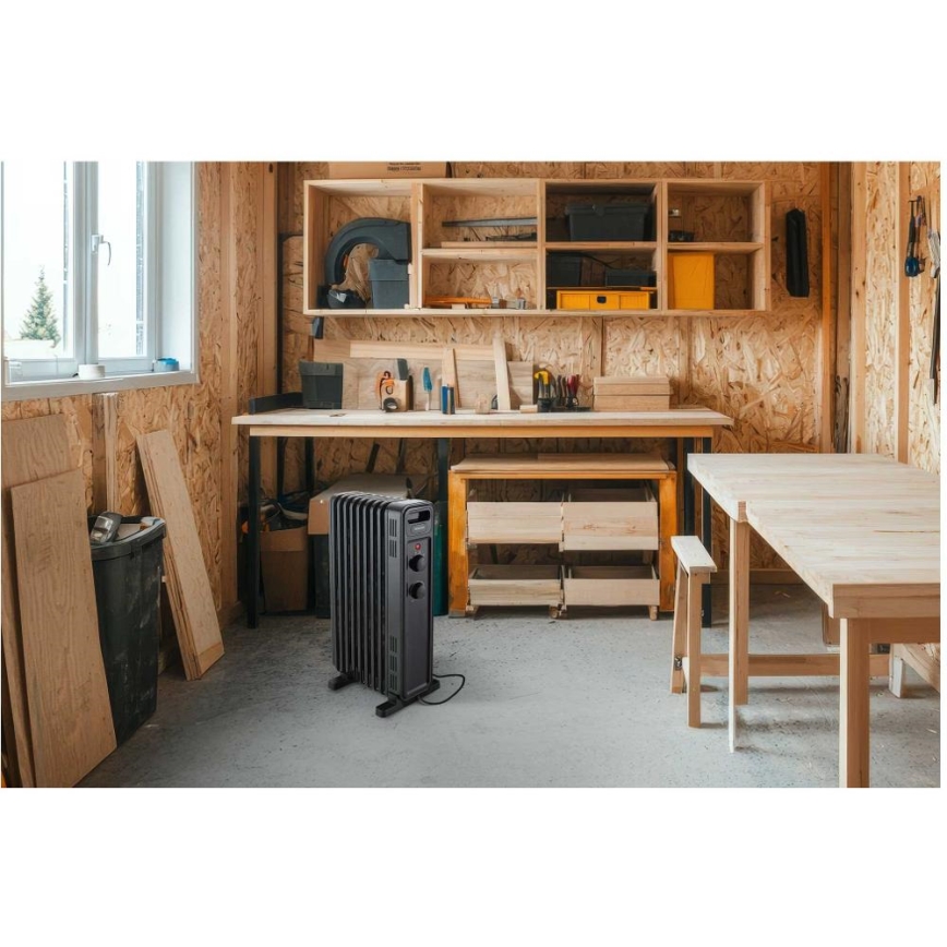 Sencor - Oliegevulde radiator met 9 ribben 800/1200/2000W/230V zwart
