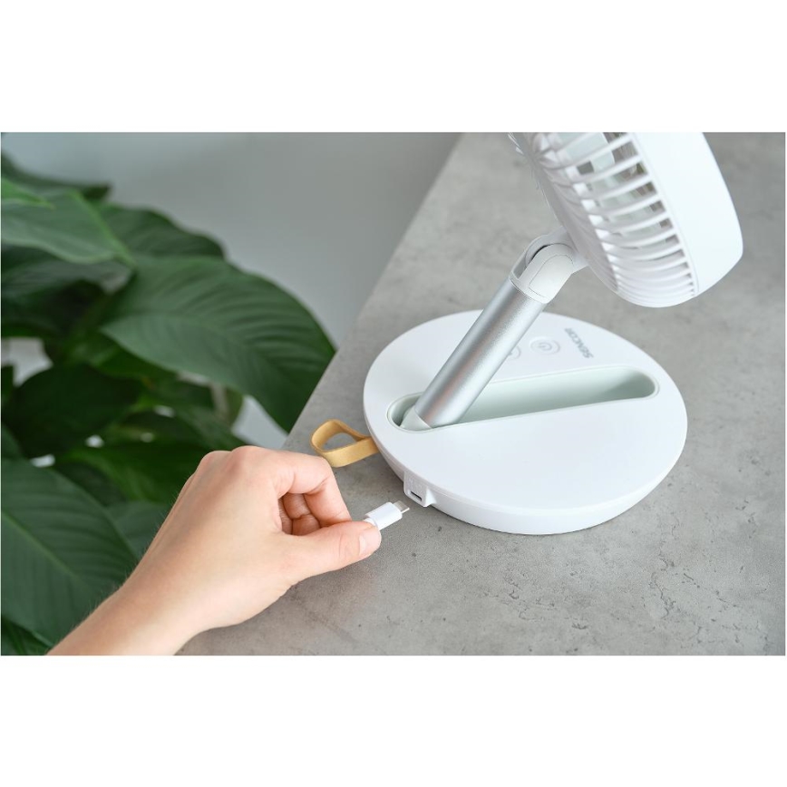 Sencor - Oplaadbare tafelventilator 5W/5V 4000 mAh wit