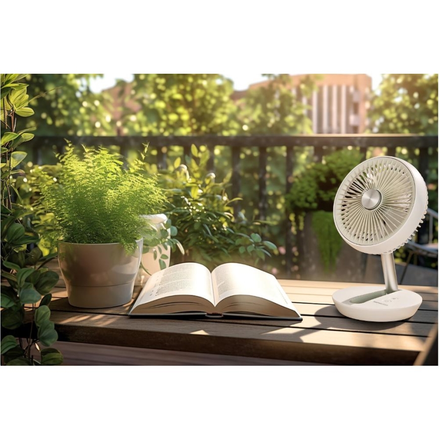 Sencor - Oplaadbare tafelventilator 5W/5V 4000 mAh wit