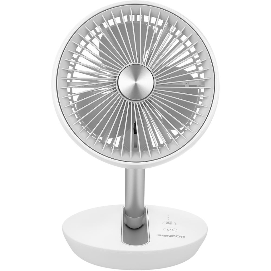 Sencor - Oplaadbare tafelventilator 5W/5V 4000 mAh wit