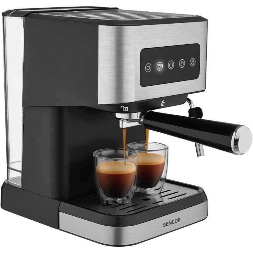 Sencor - Piston-espressomachine 1050 W/230 V zwart/mat chroom