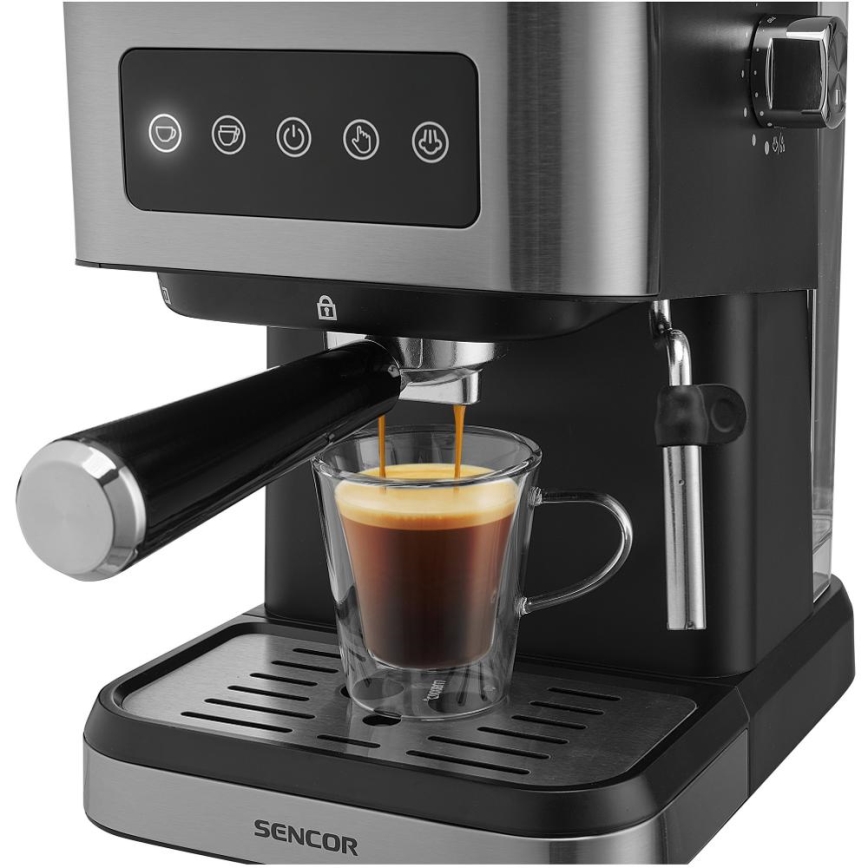 Sencor - Piston-espressomachine 1050 W/230 V zwart/mat chroom