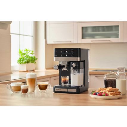 Sencor - Piston espressomachine 1350W/230V zwart/mat chroom