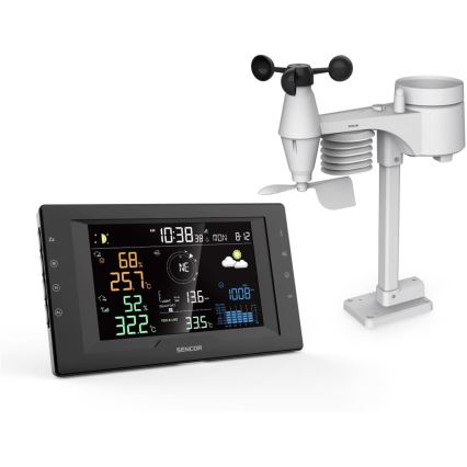 Sencor - Professioneel weerstation met kleurig LCD-scherm en wekker 5V/1xCR2032 + 3xAA