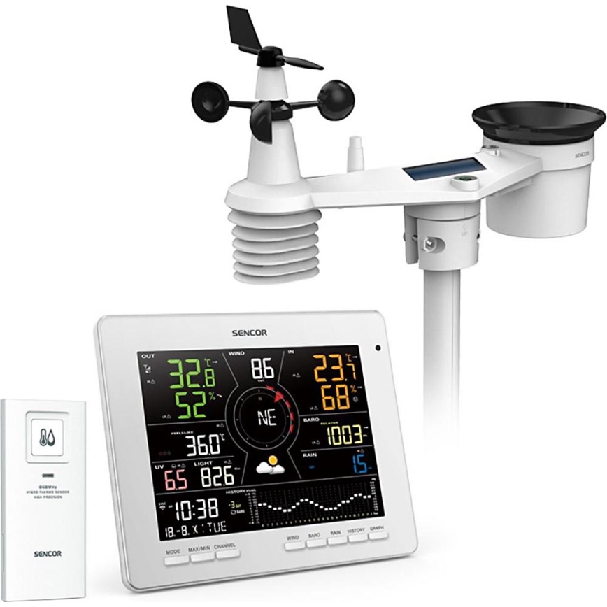 Sencor - Professioneel weerstation met kleuren LCD-scherm 1xCR2032 Wi-Fi Tuya