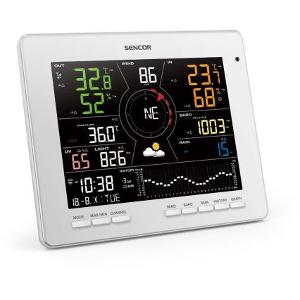 Sencor - Professioneel weerstation met kleuren LCD-scherm 1xCR2032 Wi-Fi Tuya
