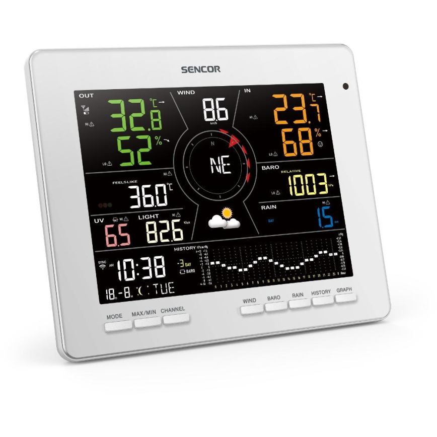 Sencor - Professioneel weerstation met kleuren LCD-scherm 1xCR2032 Wi-Fi Tuya