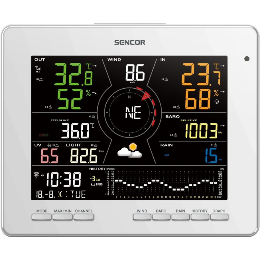 Sencor - Professioneel weerstation met kleuren LCD-scherm 1xCR2032 Wi-Fi Tuya