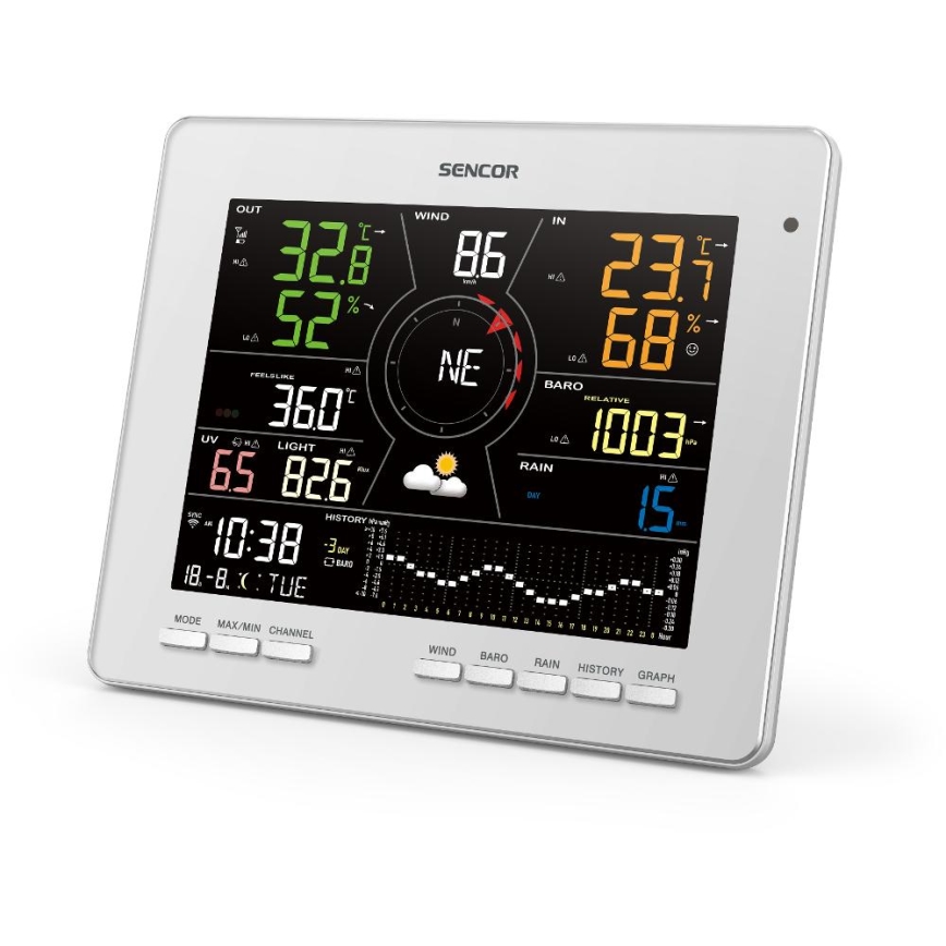 Sencor - Professioneel weerstation met kleuren LCD-scherm 1xCR2032 Wi-Fi Tuya