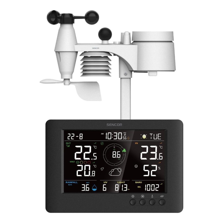 Sencor - Professioneel weerstation met kleurenscherm en wekker 5V/1xCR2032 + 3xAA