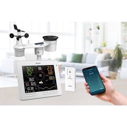 Sencor - Professioneel weerstation met kleurrijk LCD-scherm 5V 1xCR2032 + 3xAA + 2xAA Wi-Fi Tuya