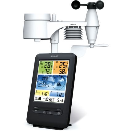 Sencor - Professioneel weerstation met kleurrijk LCD-scherm 1xCR2032 + 3xAA Wi-Fi
